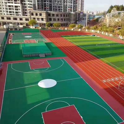 江門市籃球場翻新多少錢硅pu籃球場地價格承接球場施工小區(qū)單位運動場地鋪裝中小學羽毛球排球場德慶縣